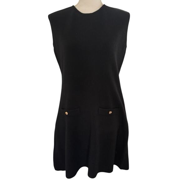 CHRISTIAN LACROIX Sleeveless Midi Dress Black Gold Buttons Size Large NWT - Picture 1 of 9